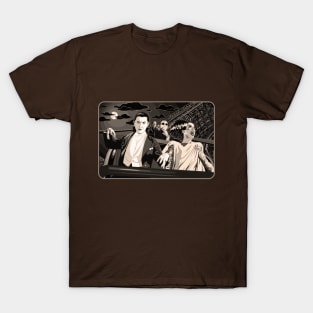 Ups & Downs (Sepia) (Universal Monsters on Roller Coaster) T-Shirt